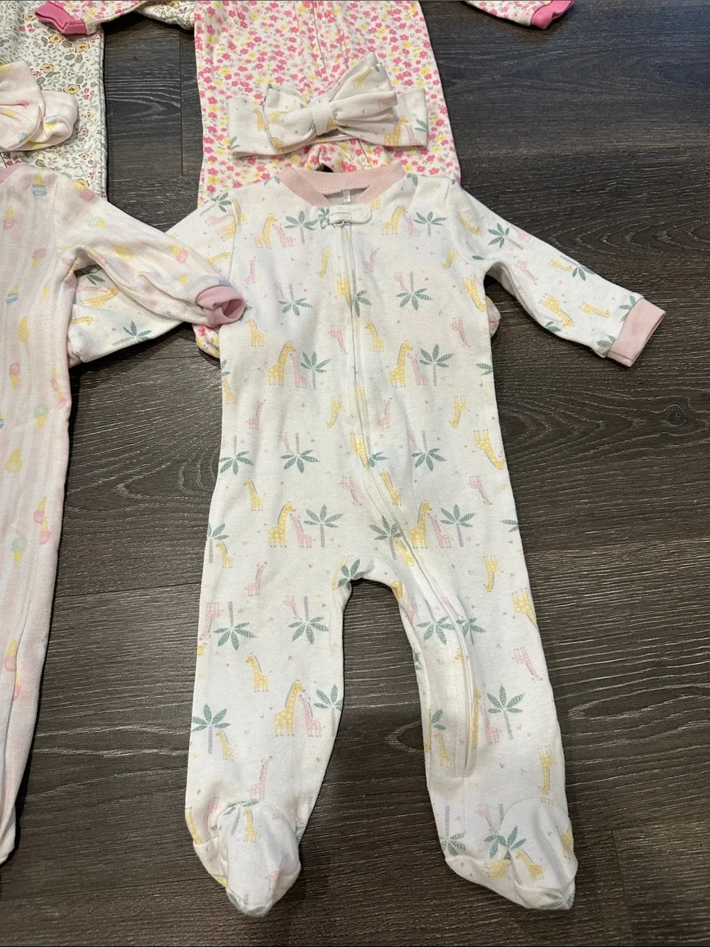 Baby Girls' Sleepers Set with Headbands bundle lot